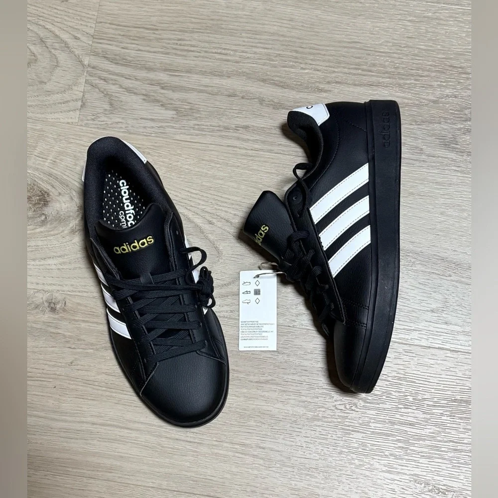 Adidas Black Sneakers with White Stripes